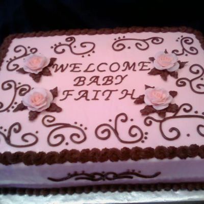 Pink And Brown Baby Shower Sheet Cake