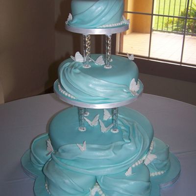 Sweet 16 Sky Blue Butterflies Cake