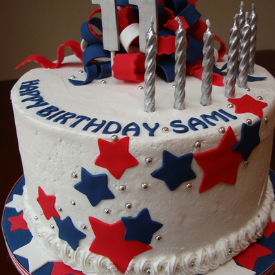 Red, White And Navy Birthday Cake