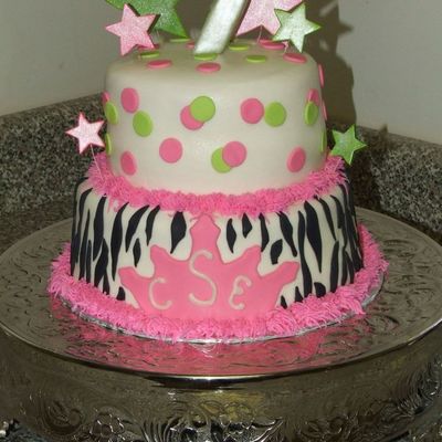 Zebra And Polka Dot Birthday Cake