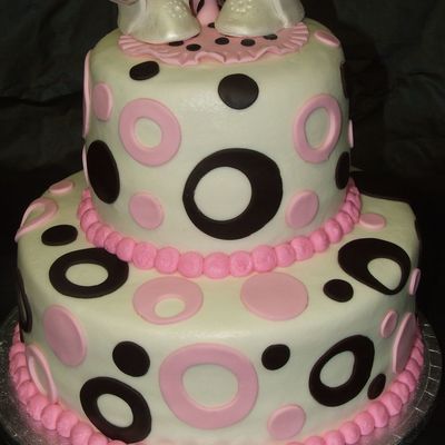 Pink And Brown Baby Shower Cake