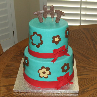 Teal Bridal Shower Cake