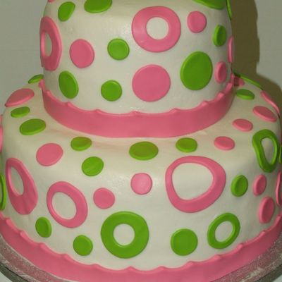 Hot Pink And Lime Green Birthday Cake