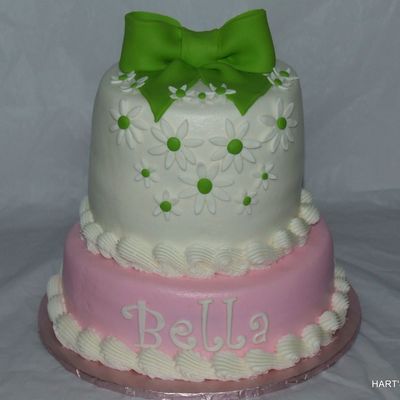 Lime Green Bow Baby Shower Cake
