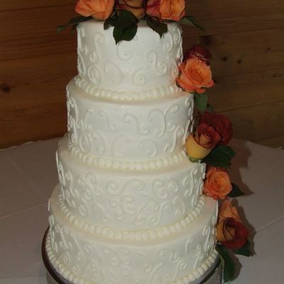 4 Tier Rose Wedding Cake