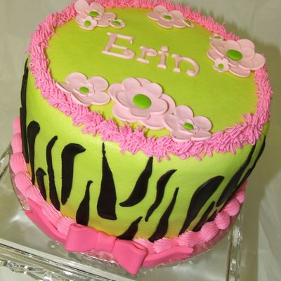 Lime Green Zebra Stripe Cake