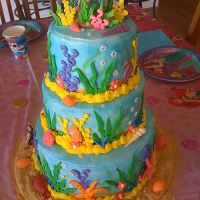 3 Tier Little Mermaid Cake