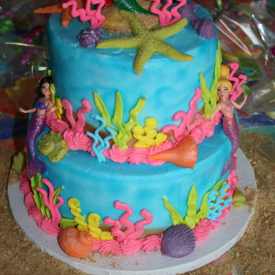 2 Tier Little Mermaid Cake