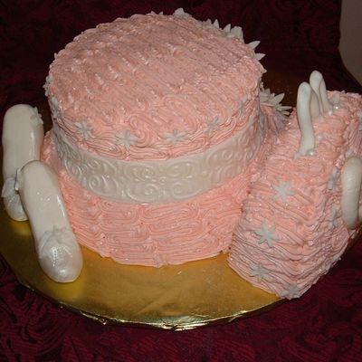 Hat/purse Cake W/fondant Covered Chocolate Shoes