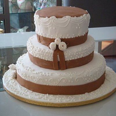 Brown And Ivory Wedding Cake
