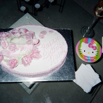 Nichole's "pink Roses" & "champagne" Birthday Cake