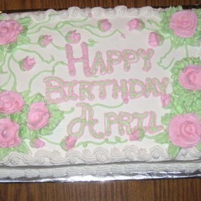 Pink Roses For April Birthday Cake