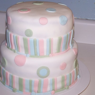 Stripes And Dots Baby Shower Cake