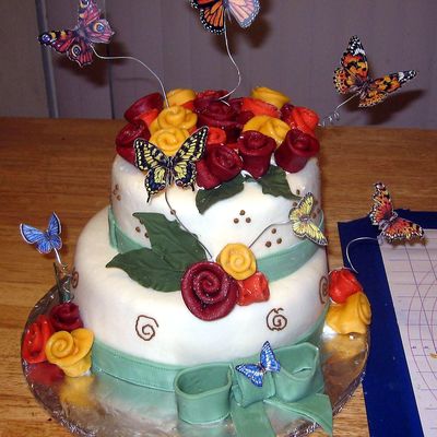 Butterflys And Ribbon Roses