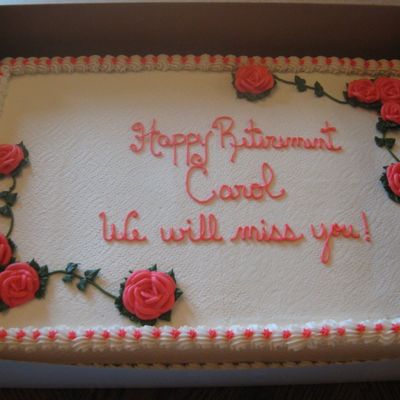 Retirement Cake With Pink Roses