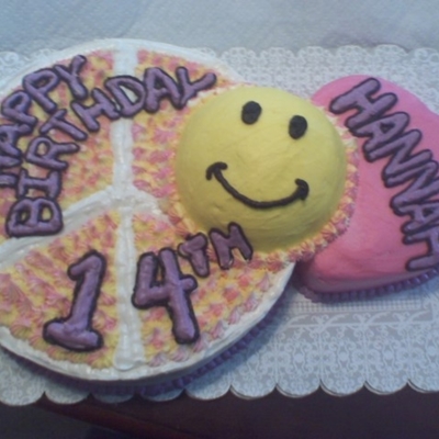 Daughter's Birthday Cake - Peace, Love & Happiness