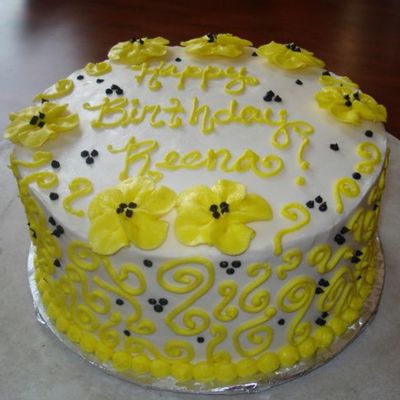 Yellow And Black Bday Cake