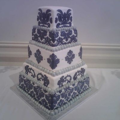 Navy Blue Damask