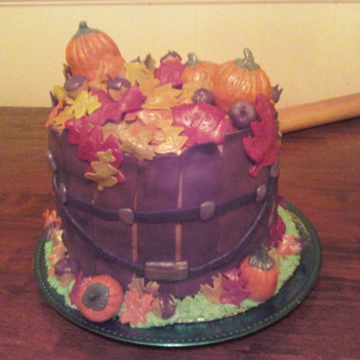 Bucket Of Leaves, Acorns, Pumpkins