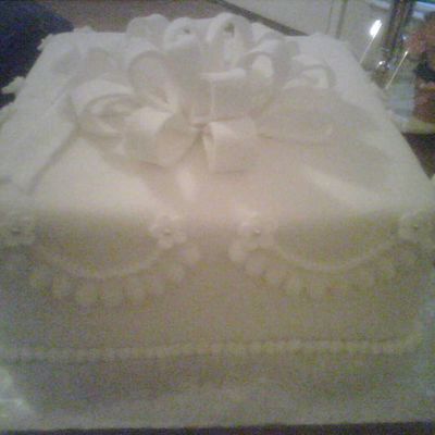 White Fondant Ruffle Cake