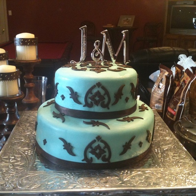 Blue & Brown Wedding Cake