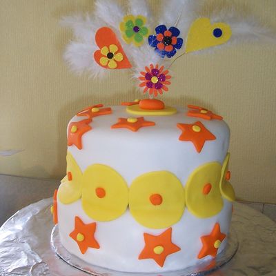 First Tiered Cake! Bright & Colorful