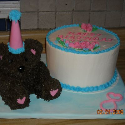 Party Bear With Traditional Birthday Cake