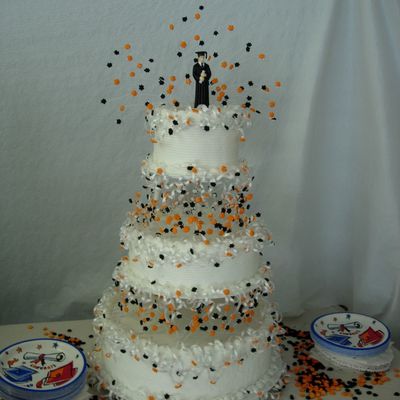 Kingsley Black And Orange Graduation Cake