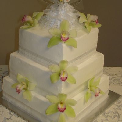 Orchid Square Wedding Cake