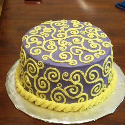 Purple And Yellow Bday Cake