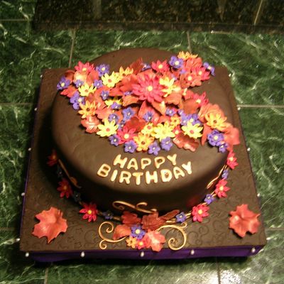 Fall Flowers Birthday Cake