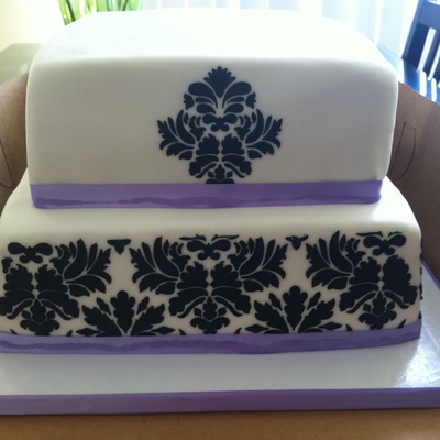 Damask Bridal Shower Cake