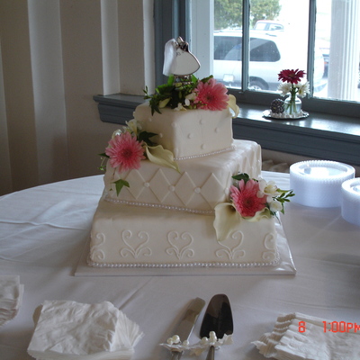 Square Stacked White On White With Fresh Flowers