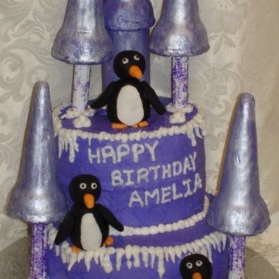 Purple Sparkly Penguin Castle