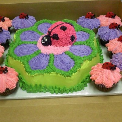 Flower With Lady Bug/ Cupcakes