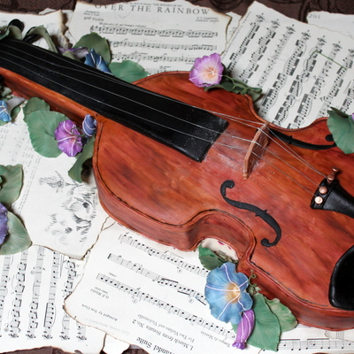 Morning Glory Violin Cake