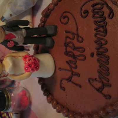 Handmade Fondant Bride & Groom Cake Topper