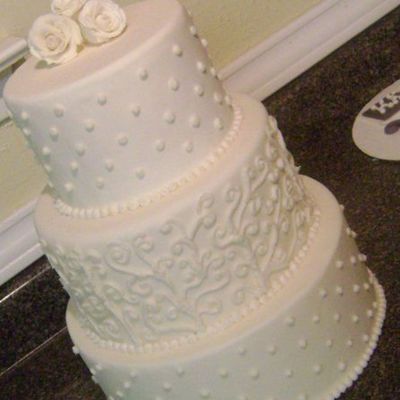 Dots And Scrolls Wedding Cake