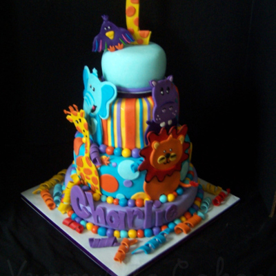 Jungle Safari 1St Birthday Cake