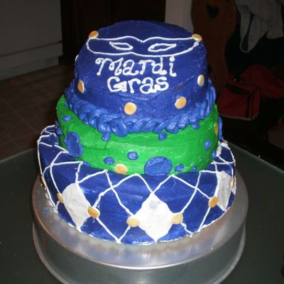 Mardi Gras Topsy Turvy Cake