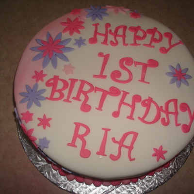 Pink Purple 1St Birthday Cake