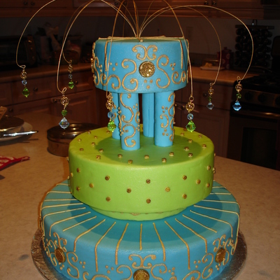 Blue And Green Wedding Cake