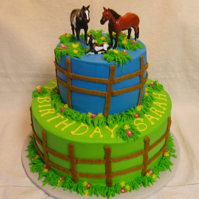 Horse/fence 2 Tier Birthday