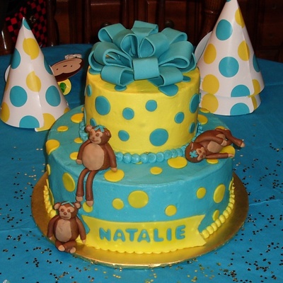 Monkey's 2 Tiered Birthday Cake