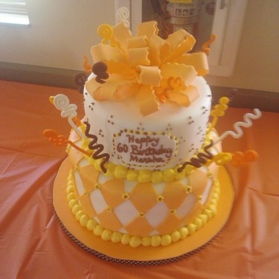 Orange And Yellow Bow Cake