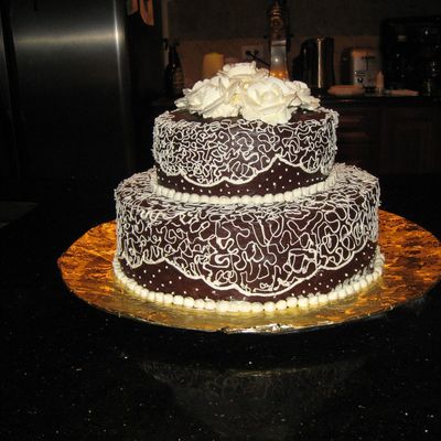 Chocolate Cake With Lace And Pearls