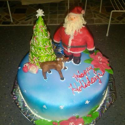 Santa And Rudolf Cake