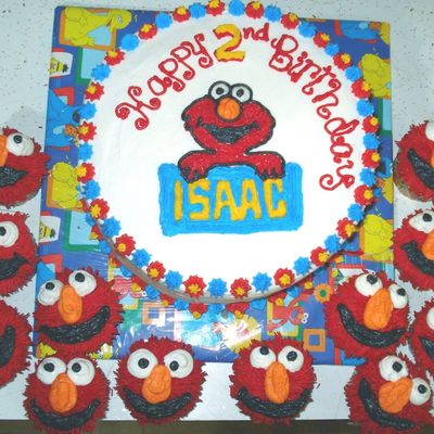 Elmo Second Birthday Cake And Cupcakes