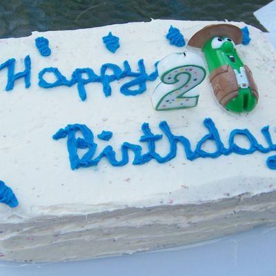 Blue On White With Larry The Cucumber Toy