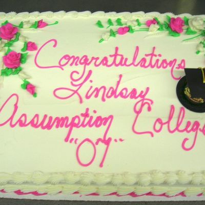 Pink And White Grad Cake